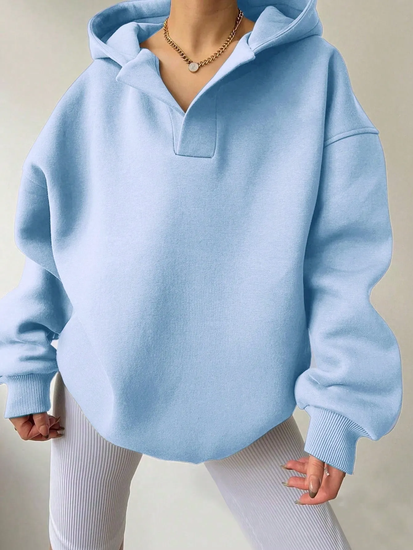 Women's Solid Color Hoodies Long Sleeve Hooded Solid Color Loose Sweater women pullover  overall sweatshirt
