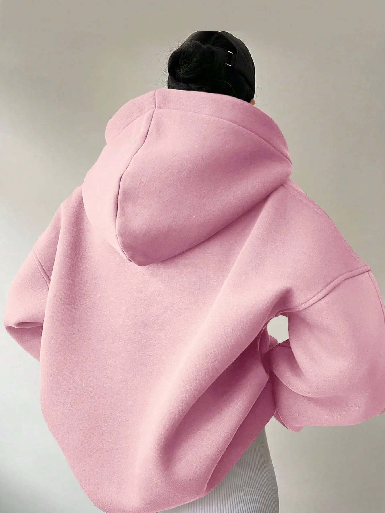 Women's Solid Color Hoodies Long Sleeve Hooded Solid Color Loose Sweater women pullover  overall sweatshirt