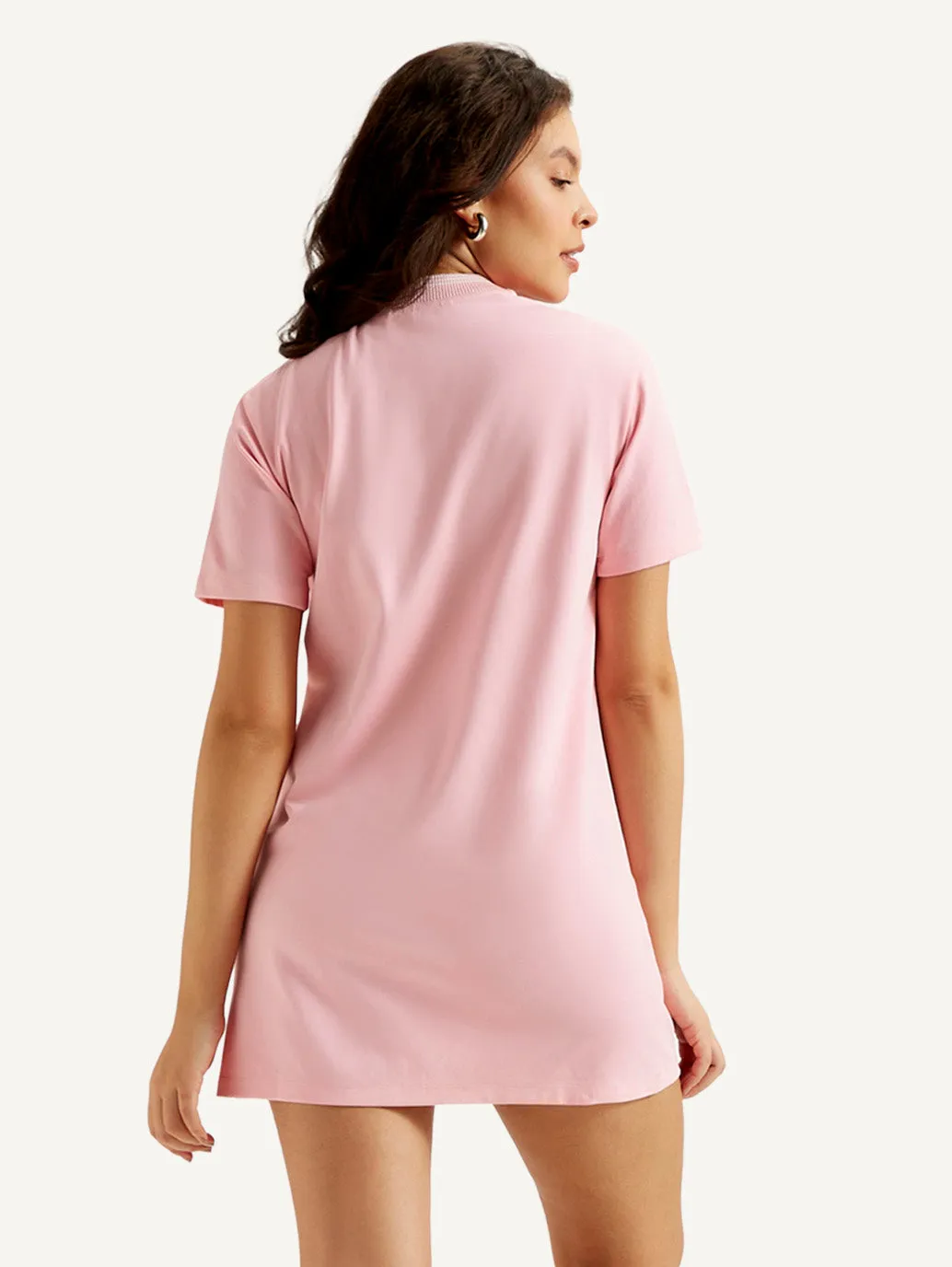Women's Solid Light Pink Collar Neck Dress