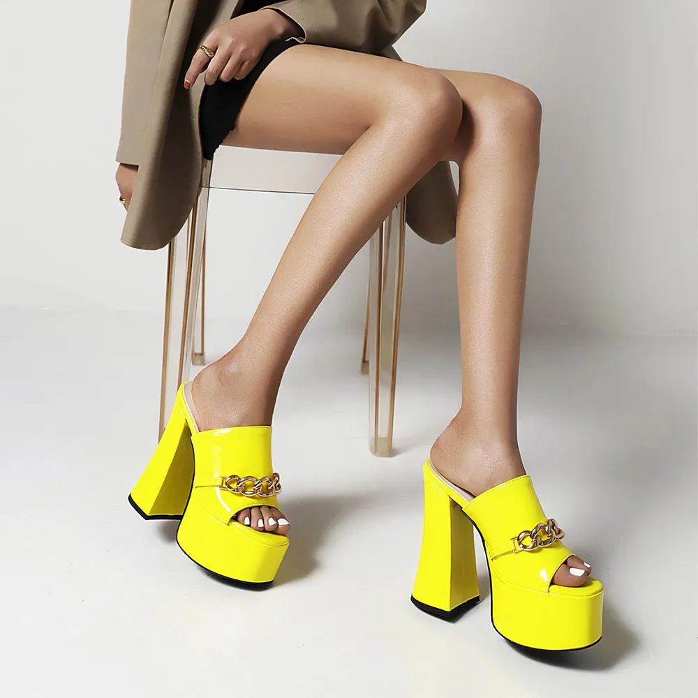 Women's Summer Peep-Toe High Heels Slippers / Sexy Platform Party Shoes With Chain