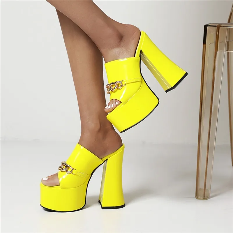 Women's Summer Peep-Toe High Heels Slippers / Sexy Platform Party Shoes With Chain