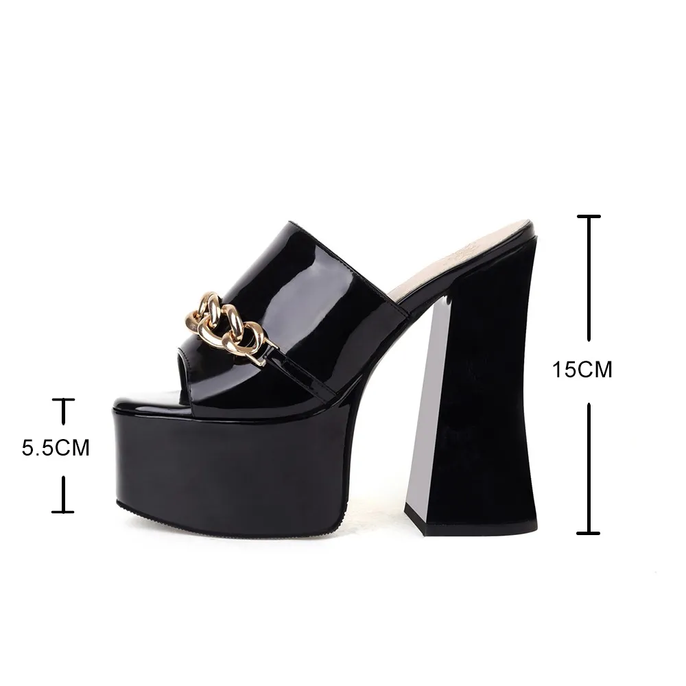 Women's Summer Peep-Toe High Heels Slippers / Sexy Platform Party Shoes With Chain