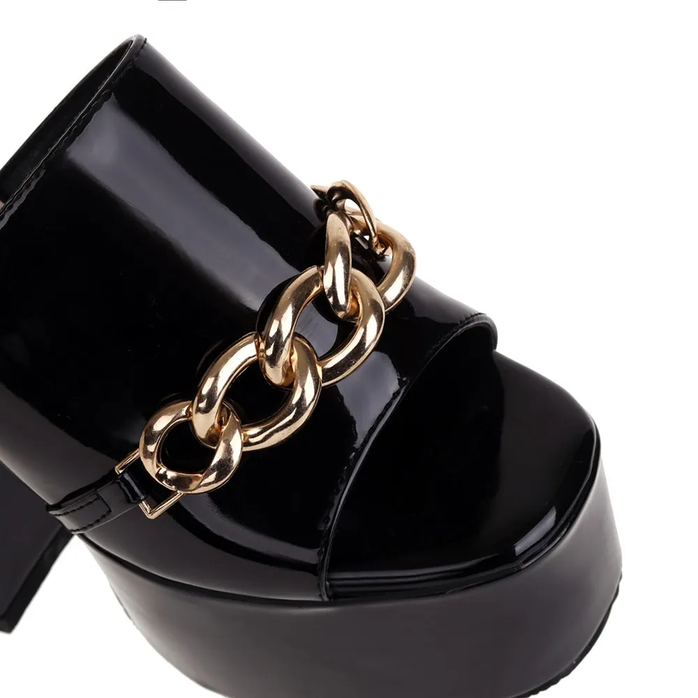Women's Summer Peep-Toe High Heels Slippers / Sexy Platform Party Shoes With Chain