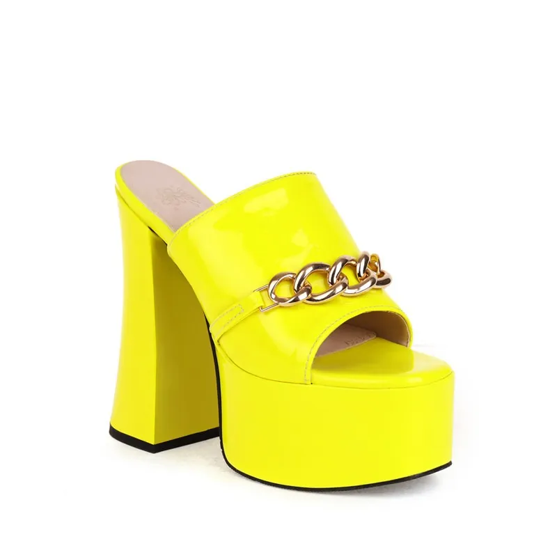 Women's Summer Peep-Toe High Heels Slippers / Sexy Platform Party Shoes With Chain
