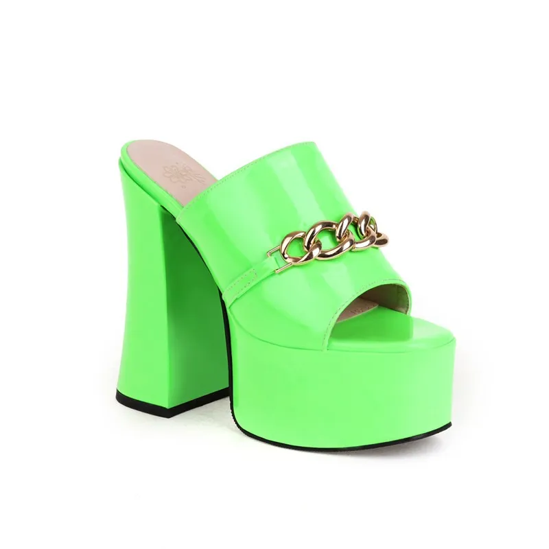 Women's Summer Peep-Toe High Heels Slippers / Sexy Platform Party Shoes With Chain