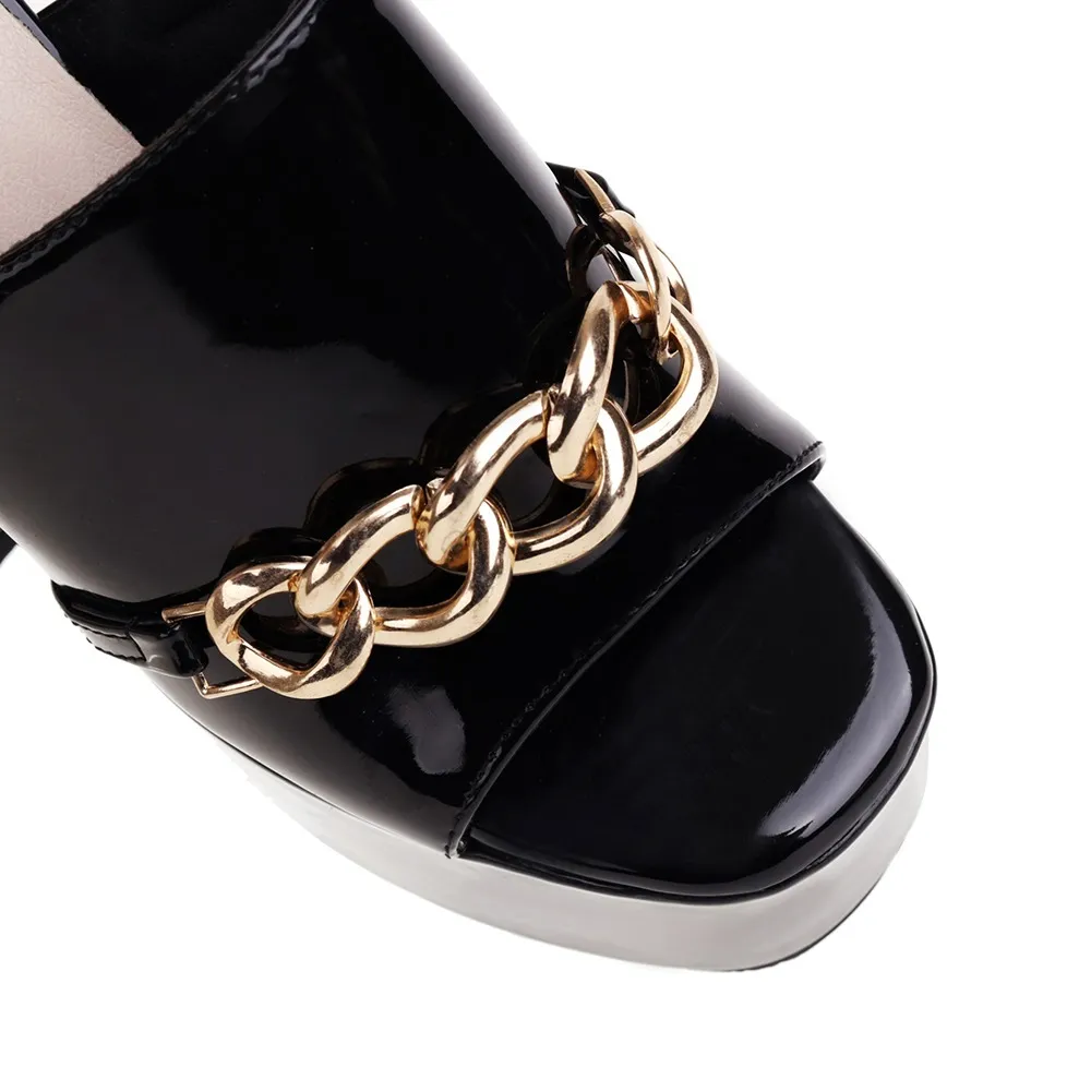 Women's Summer Peep-Toe High Heels Slippers / Sexy Platform Party Shoes With Chain
