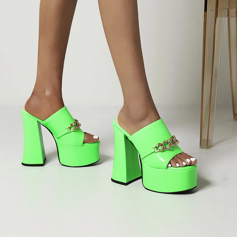 Women's Summer Peep-Toe High Heels Slippers / Sexy Platform Party Shoes With Chain