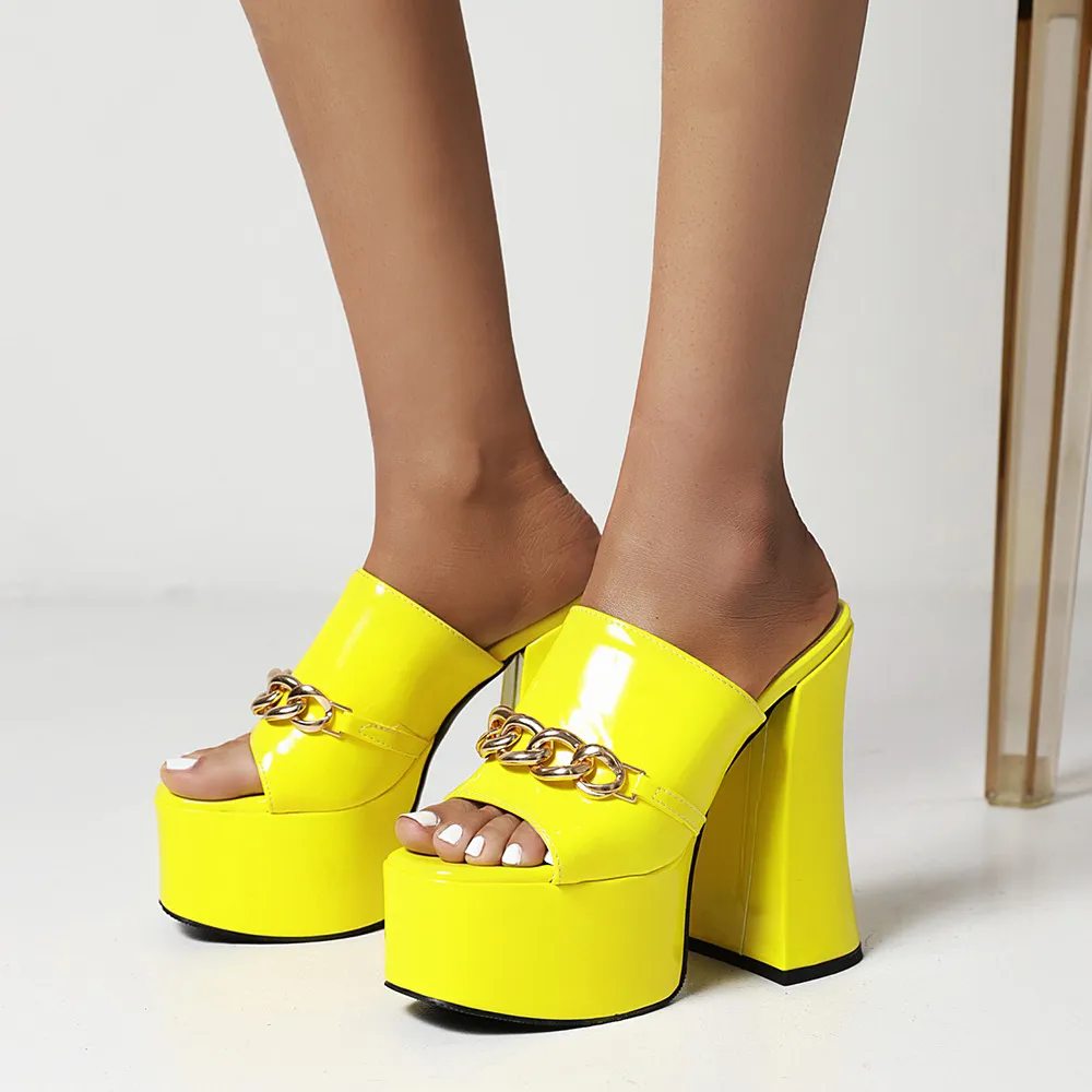 Women's Summer Peep-Toe High Heels Slippers / Sexy Platform Party Shoes With Chain