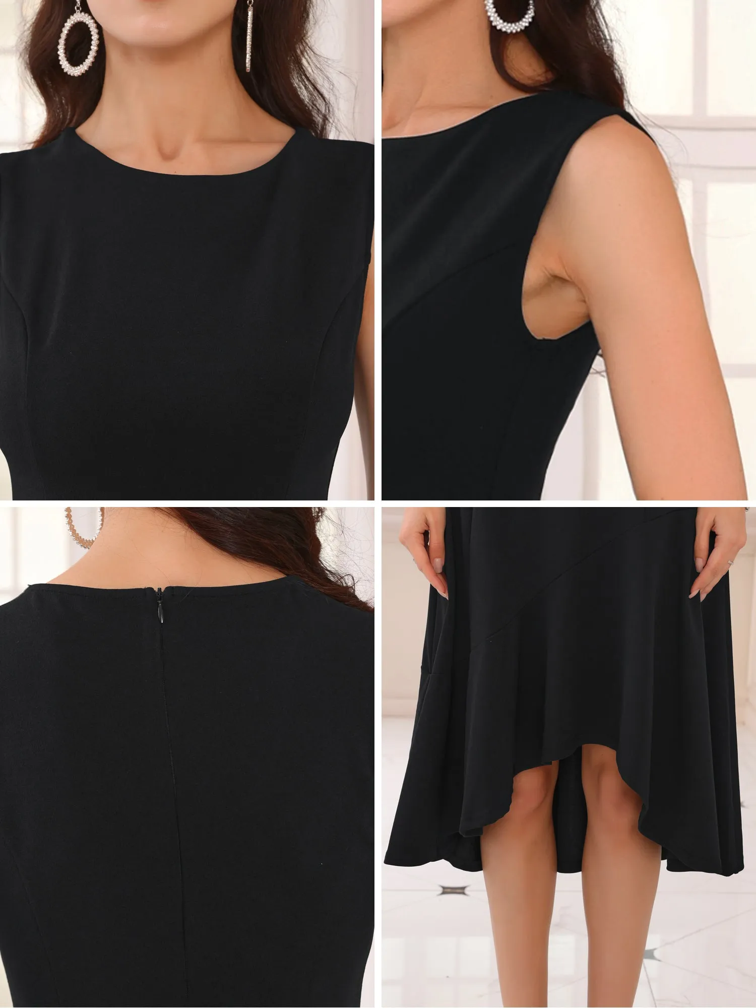 Women's Tank Dress Sleeveless Ruffle Hem Cocktail Midi Dresses