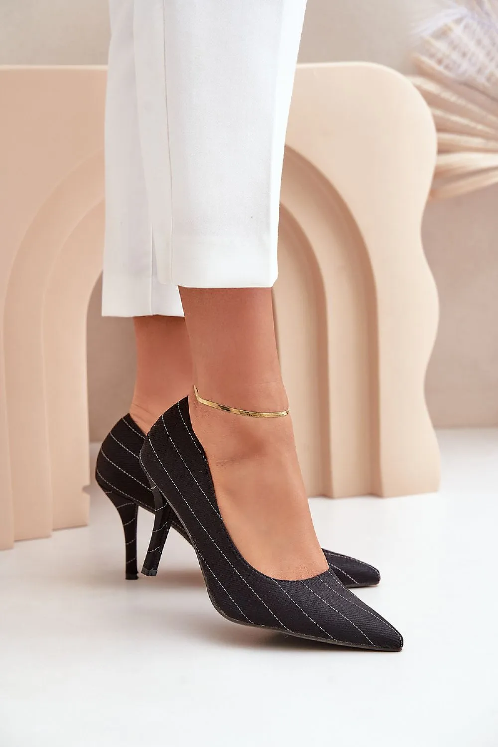 Women's textile material classic high heels