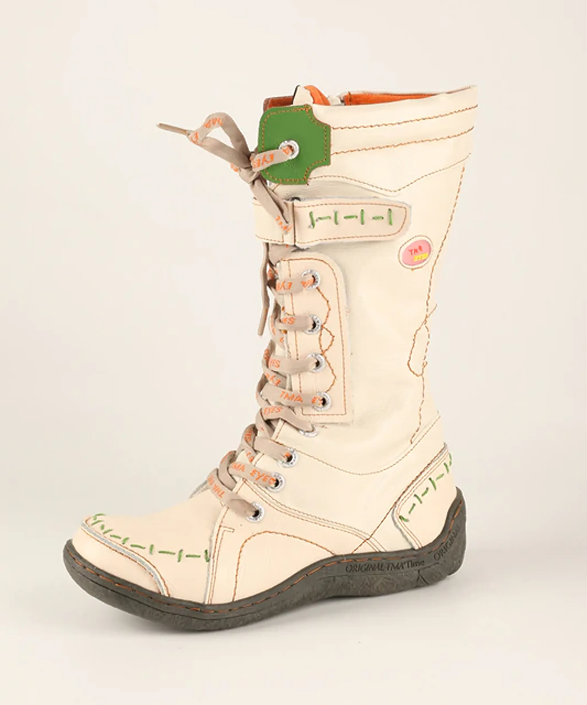 Women's Washed Leather Hand Stitched Single Strap Mid Calf Boots