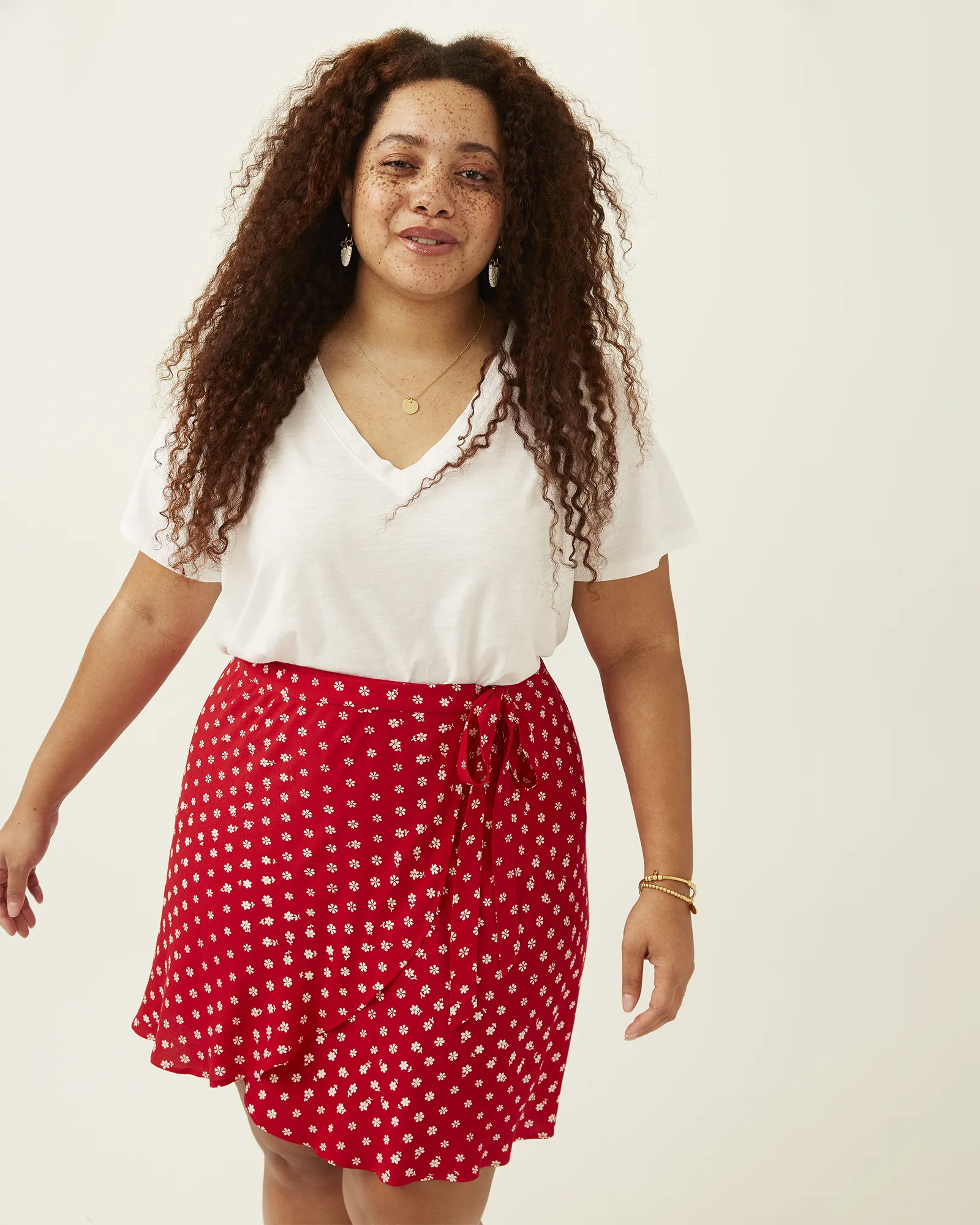 Wrap Mini Skirt in Bandana Flower | Red