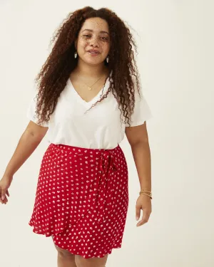 Wrap Mini Skirt in Bandana Flower | Red