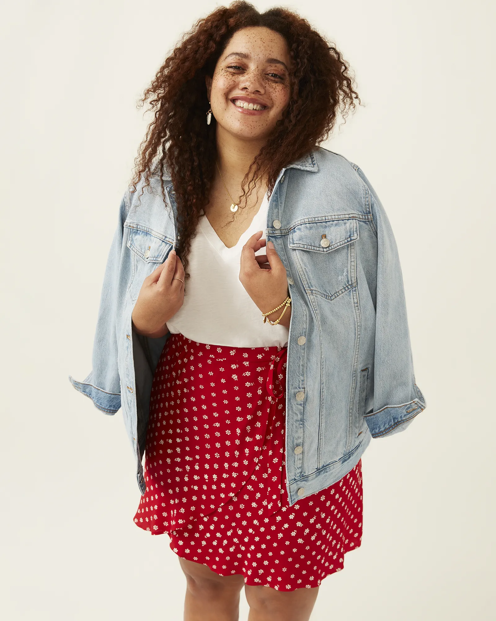 Wrap Mini Skirt in Bandana Flower | Red