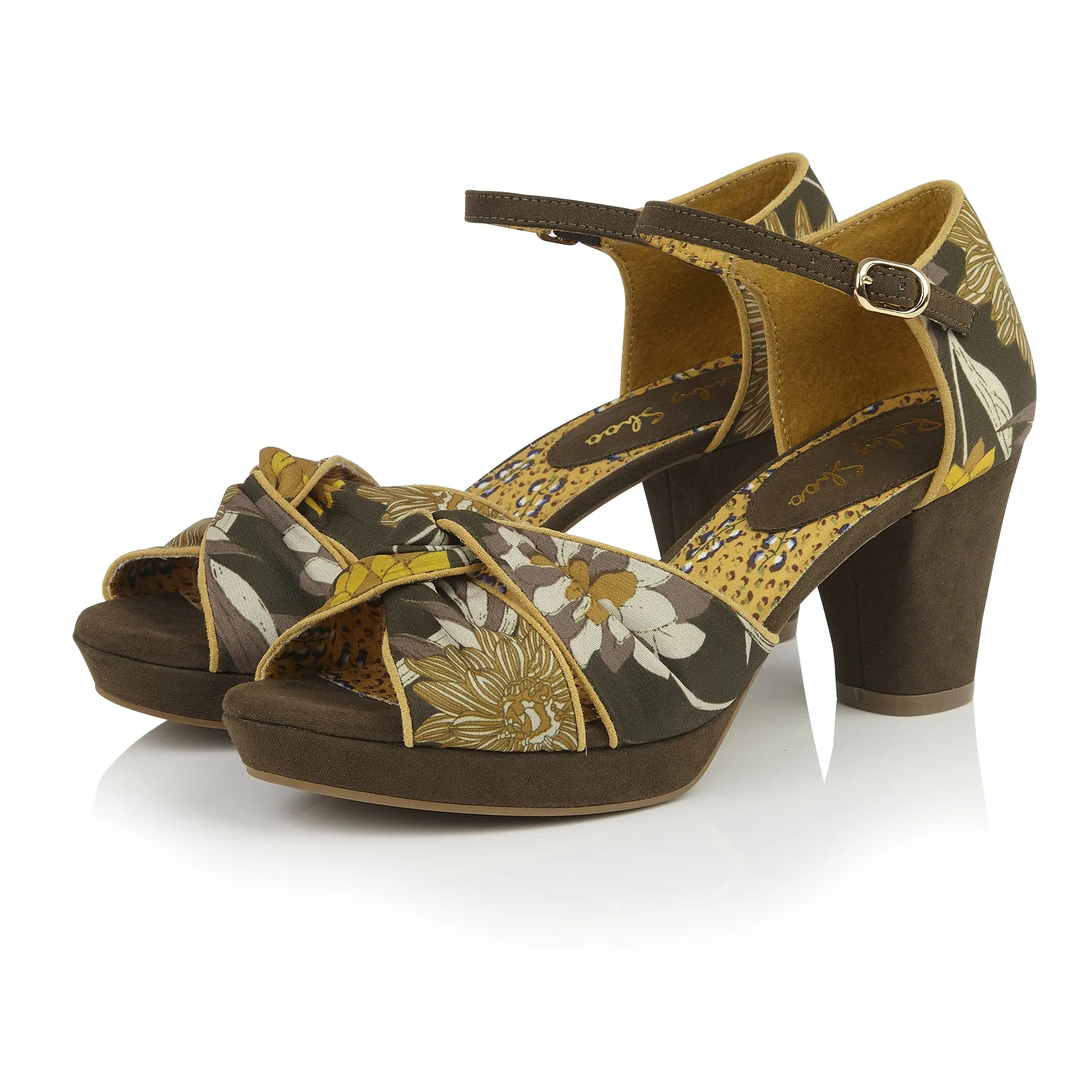 Xanthe Olive Green Peeptoe Heels by Ruby Shoo