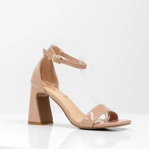 Yamini one band pat sandal on 9cm heel nude