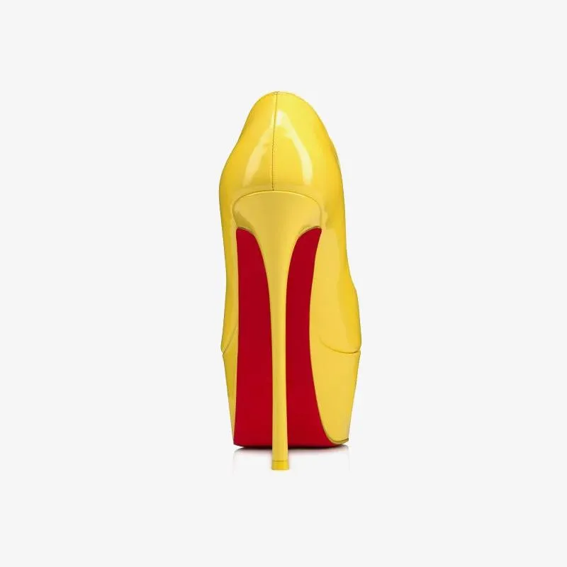 Yellow Patent Leather Pump with 140mm Heel