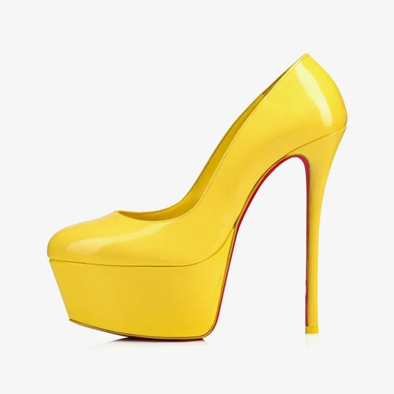 Yellow Patent Leather Pump with 140mm Heel