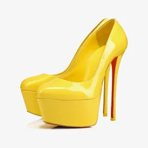Yellow Patent Leather Pump with 140mm Heel