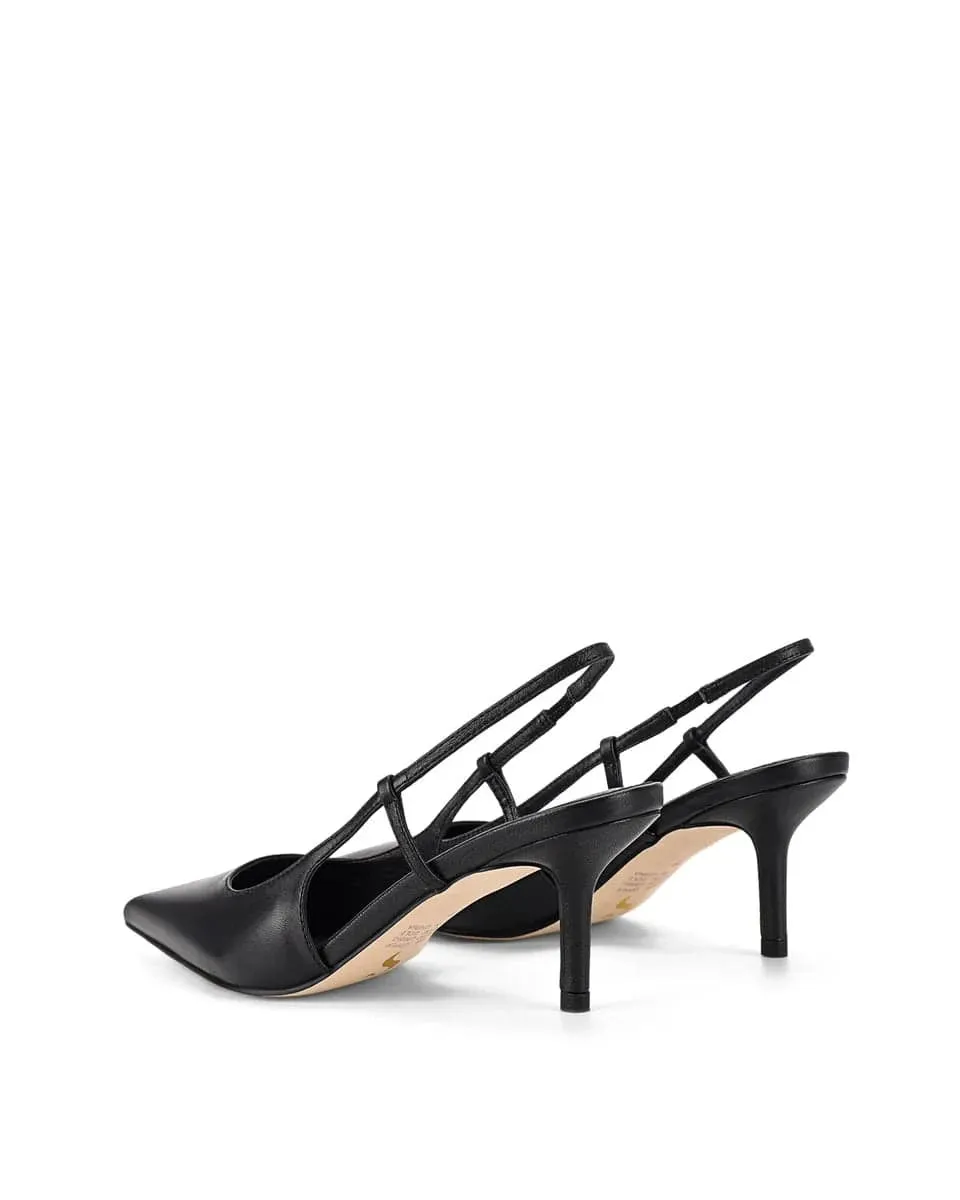 Yohana Heeled Slingback - Black Leather