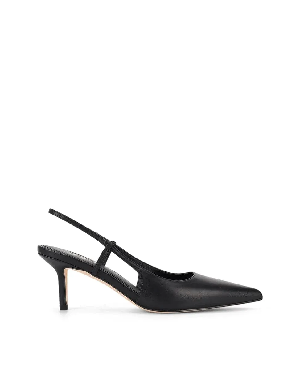 Yohana Heeled Slingback - Black Leather