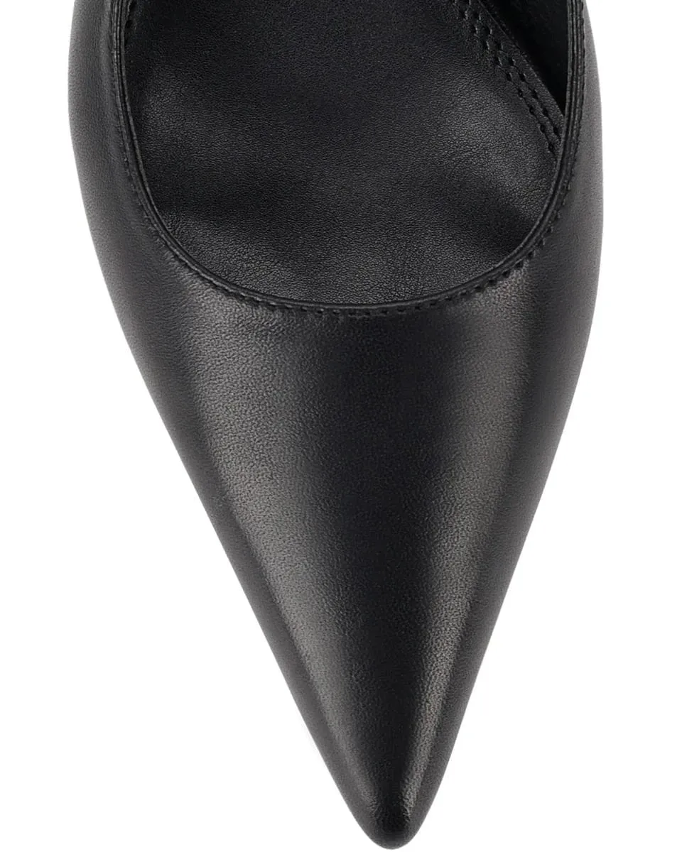 Yohana Heeled Slingback - Black Leather