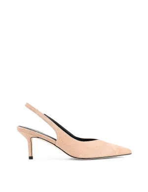 Yory Slingback Kitten Heels - Almond Tan Suede