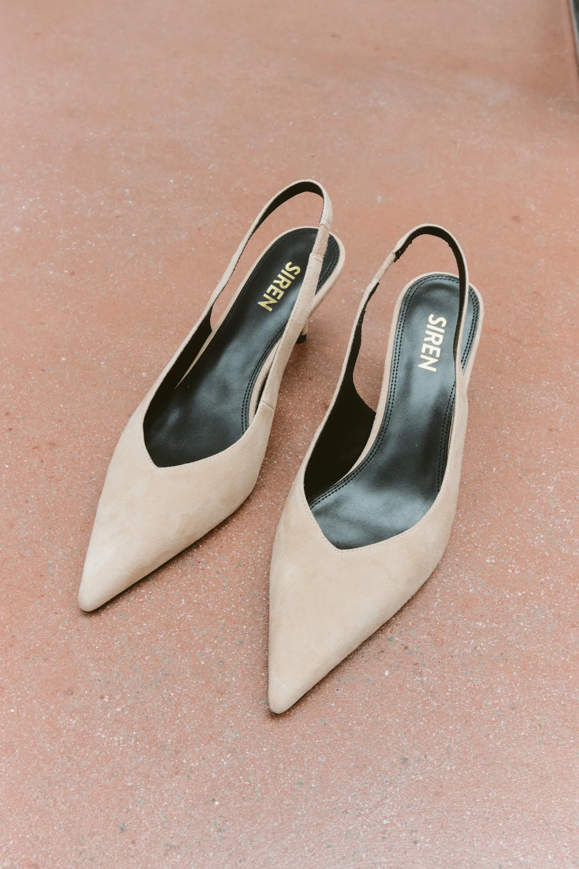 Yory Slingback Kitten Heels - Almond Tan Suede