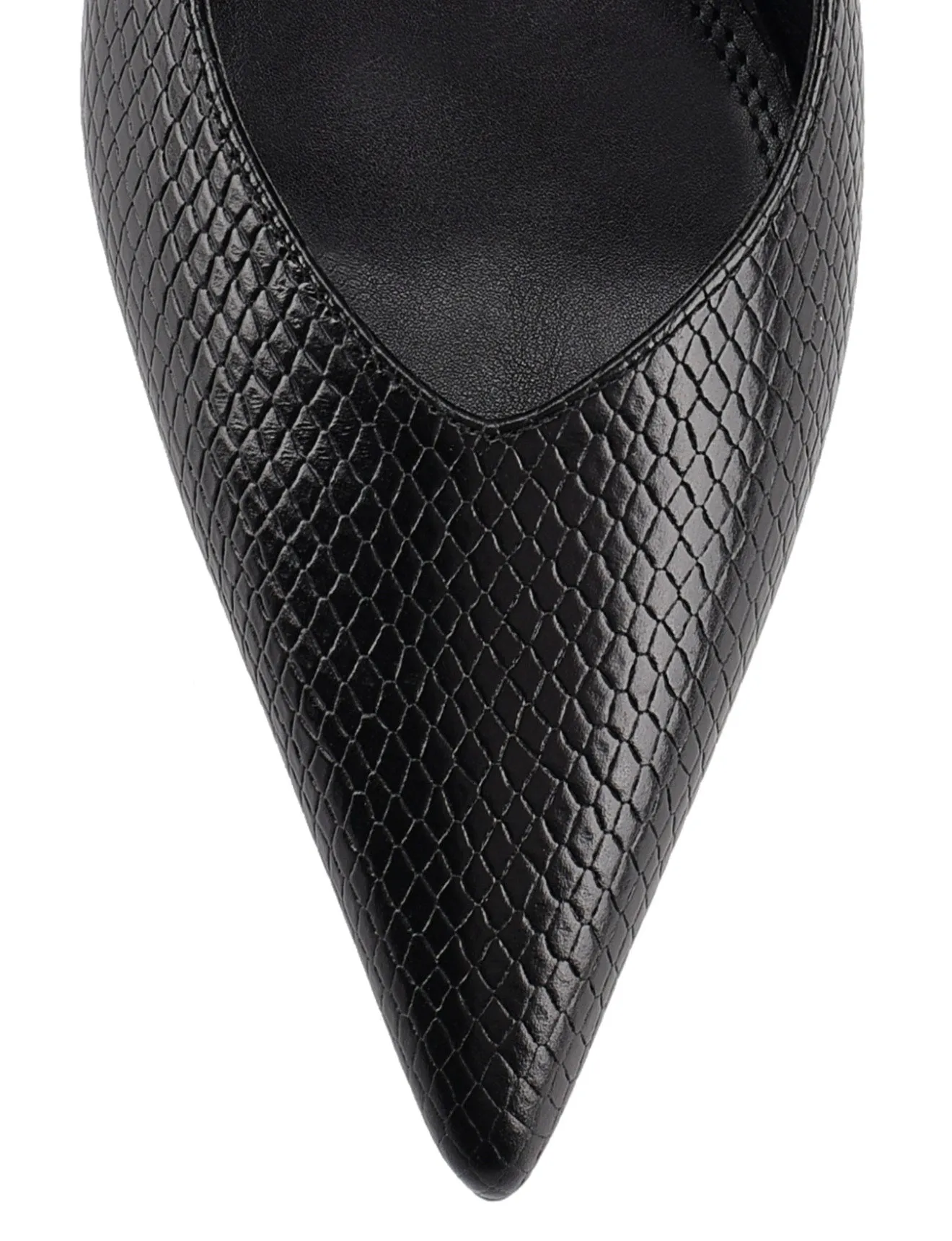 Yory Slingback Kitten Heels - Black Snake Leather