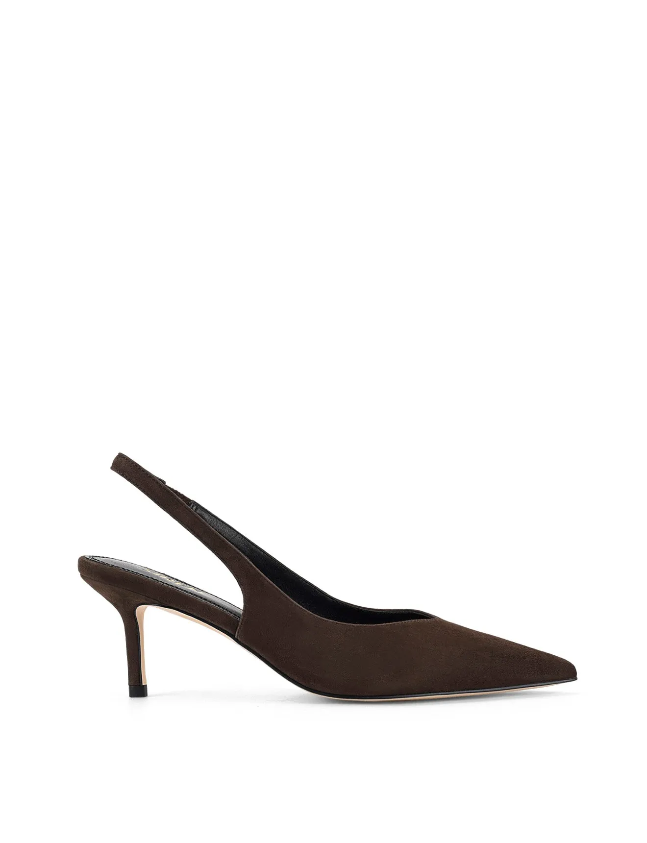 Yory Slingback Kitten Heels - Chocolate Brown Suede