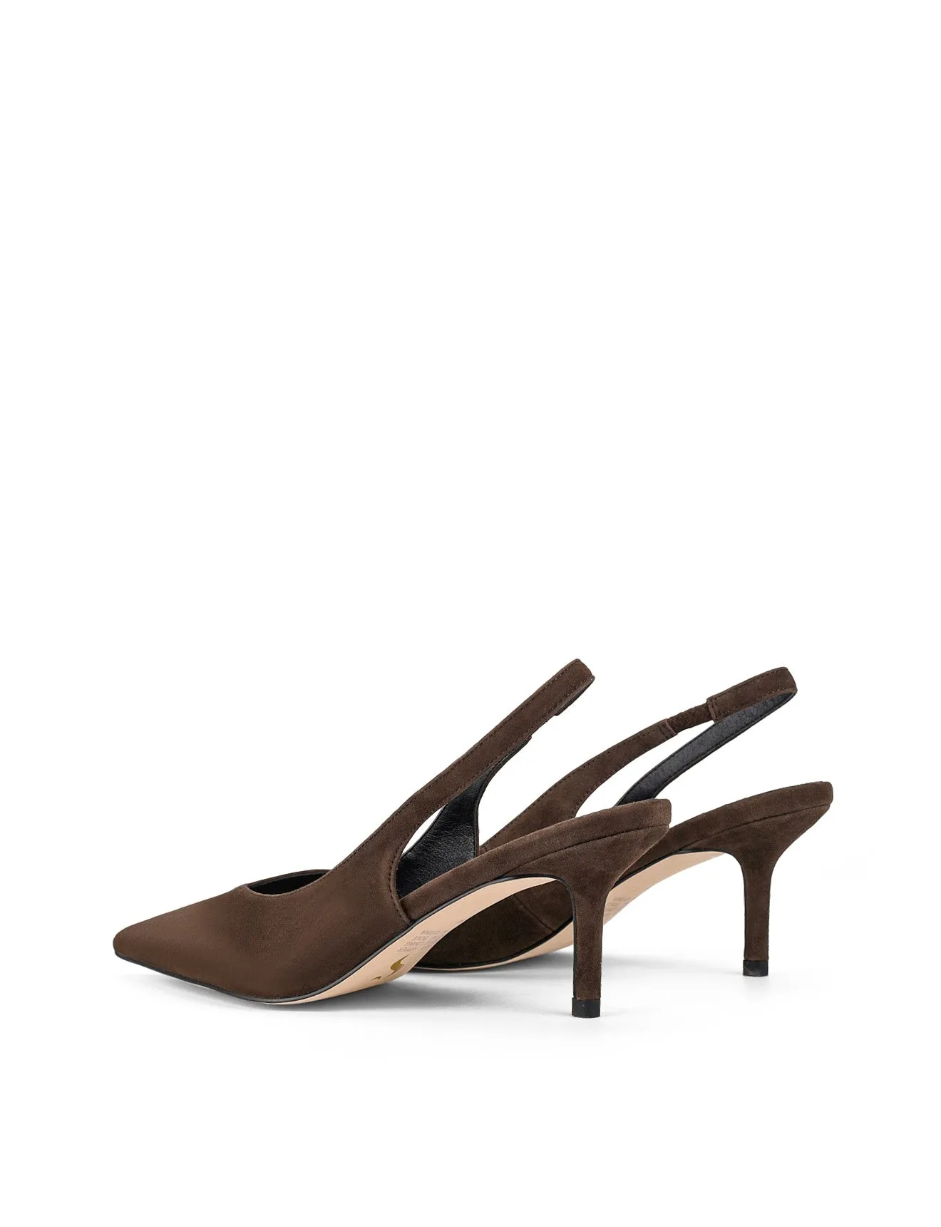 Yory Slingback Kitten Heels - Chocolate Brown Suede