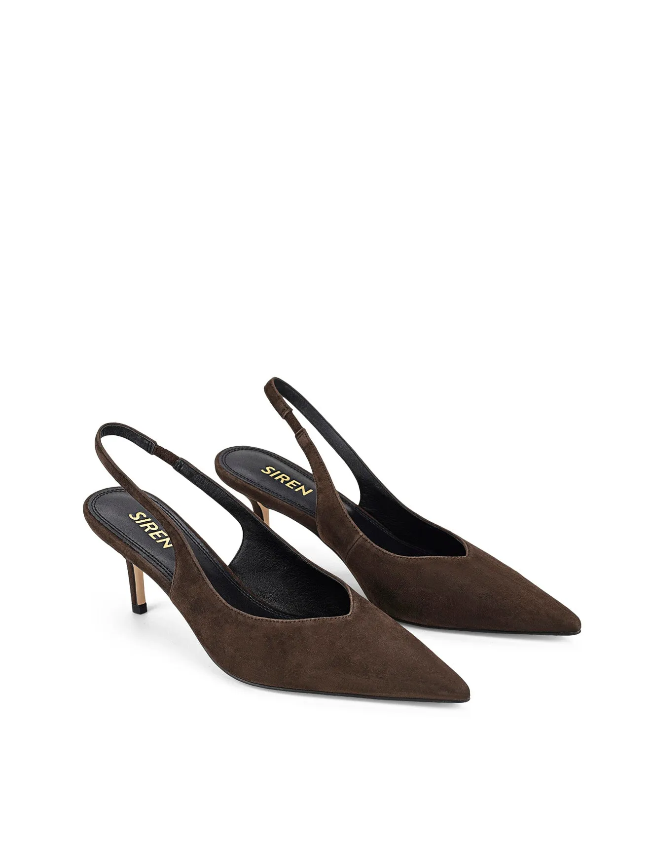 Yory Slingback Kitten Heels - Chocolate Brown Suede