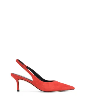Yory Slingback Kitten Heels - Red Suede
