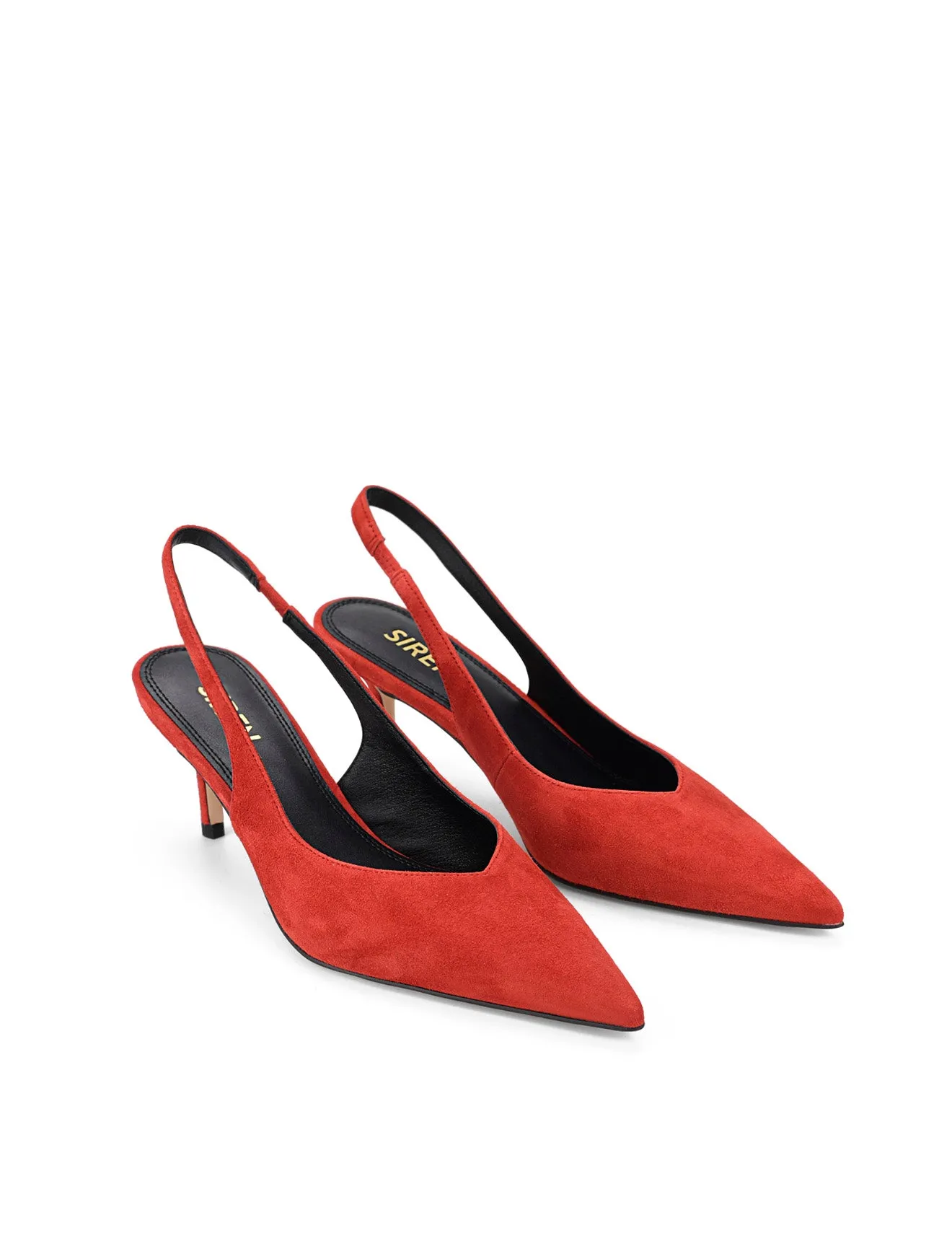 Yory Slingback Kitten Heels - Red Suede