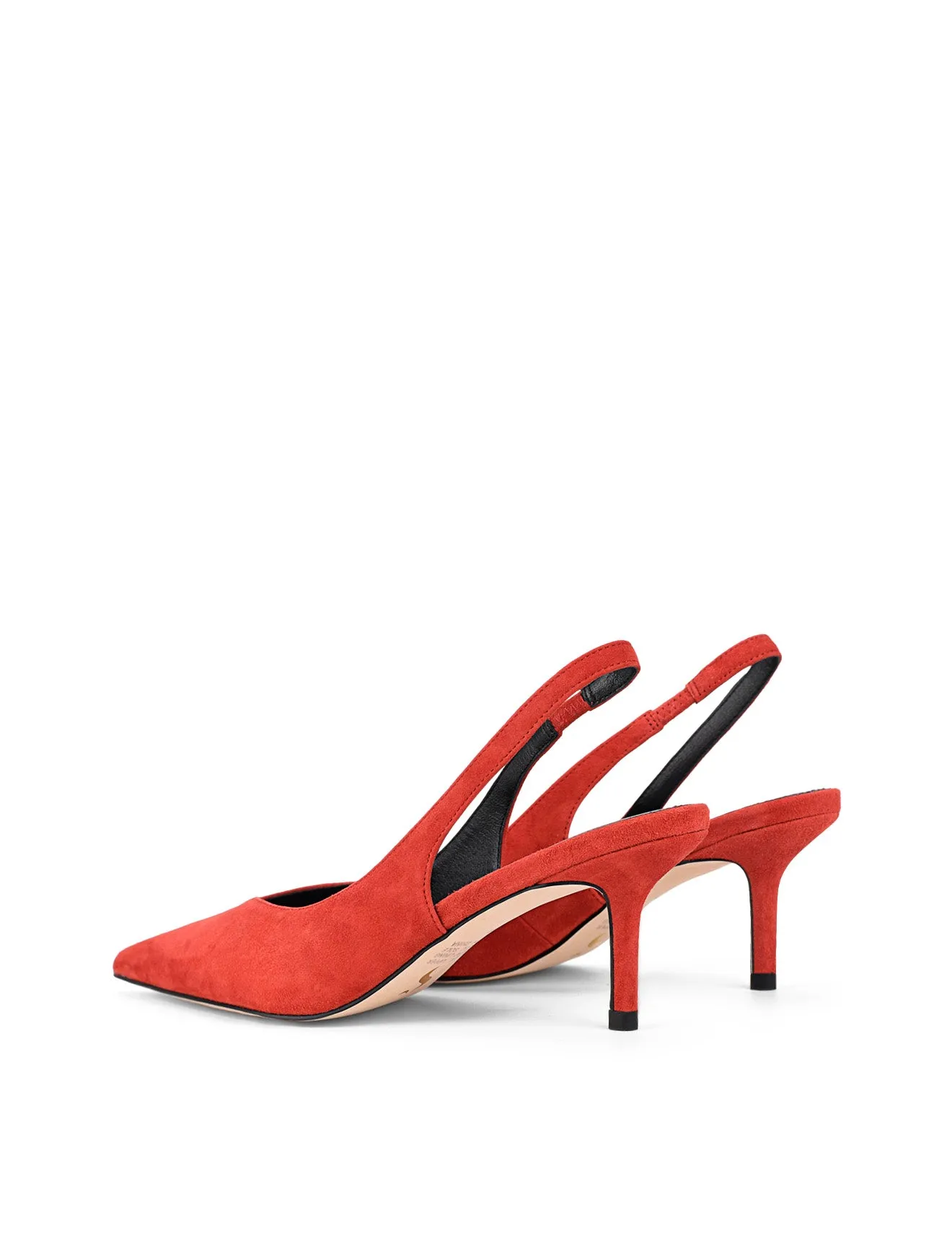 Yory Slingback Kitten Heels - Red Suede