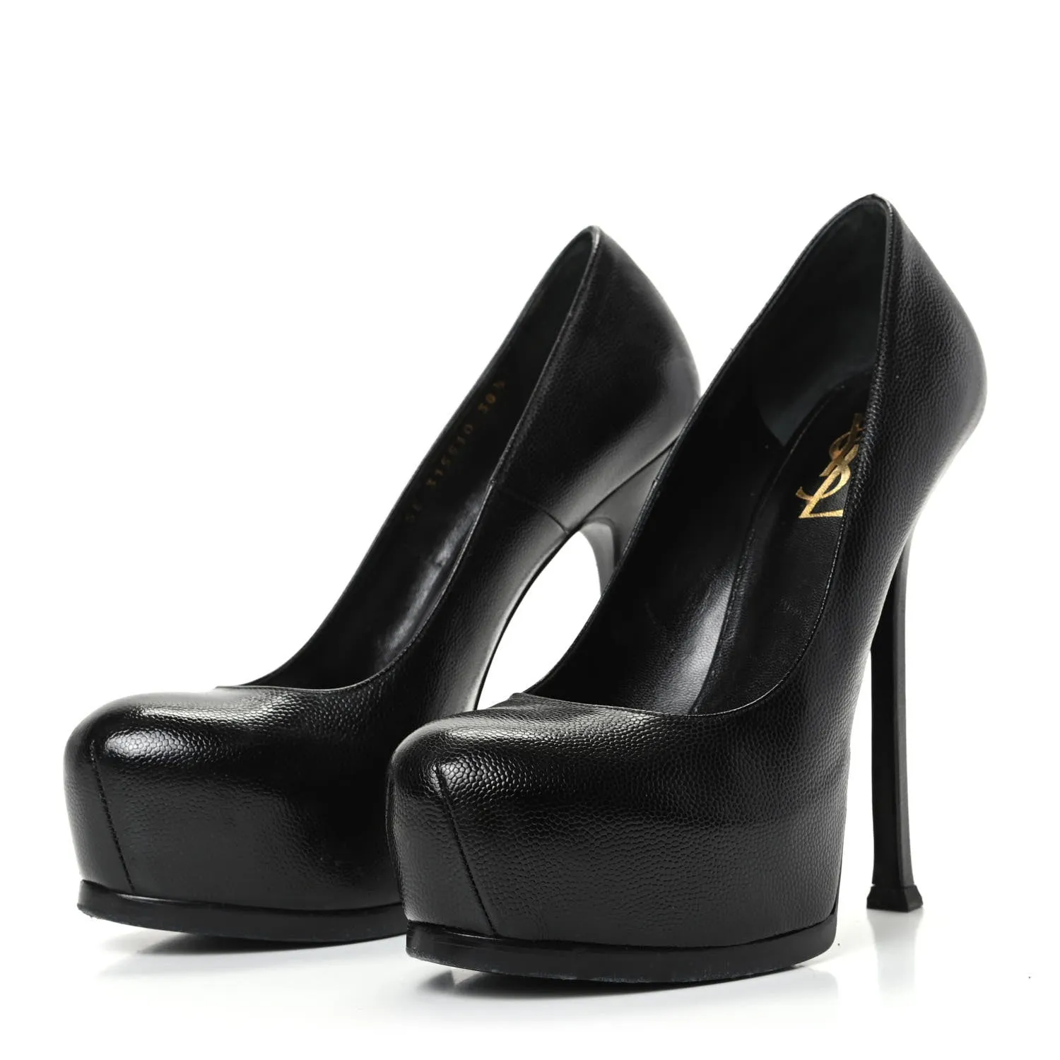 YSL TRIBUTE 120 PEBBLED LEATHER PLATFORM PUMPS