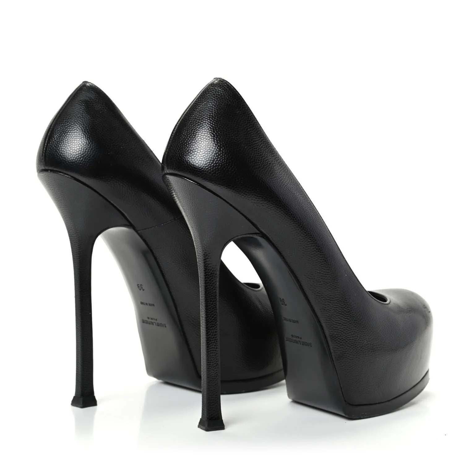 YSL TRIBUTE 120 PEBBLED LEATHER PLATFORM PUMPS