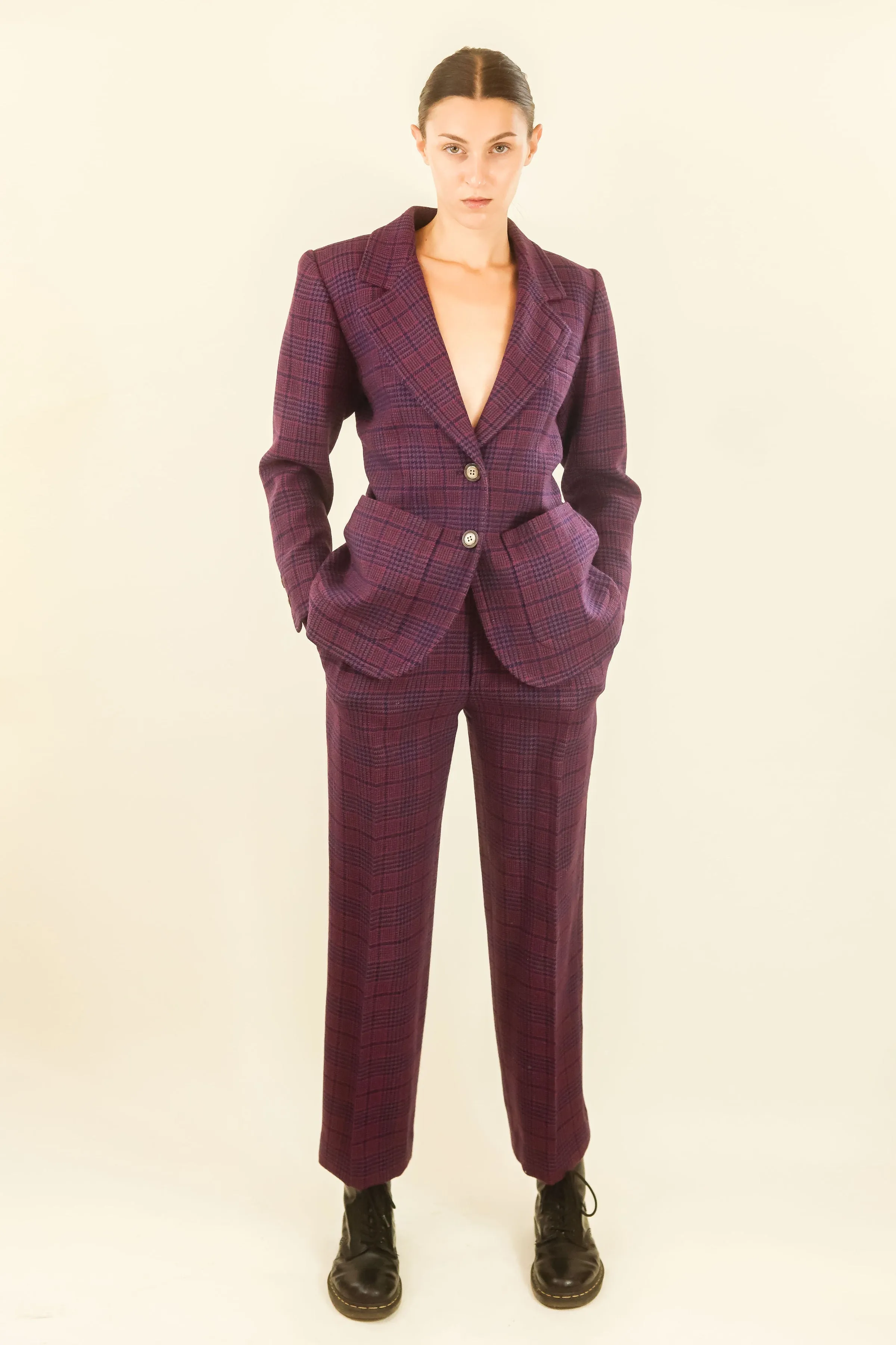 Yves Saint Laurent Wool Plaid Suit