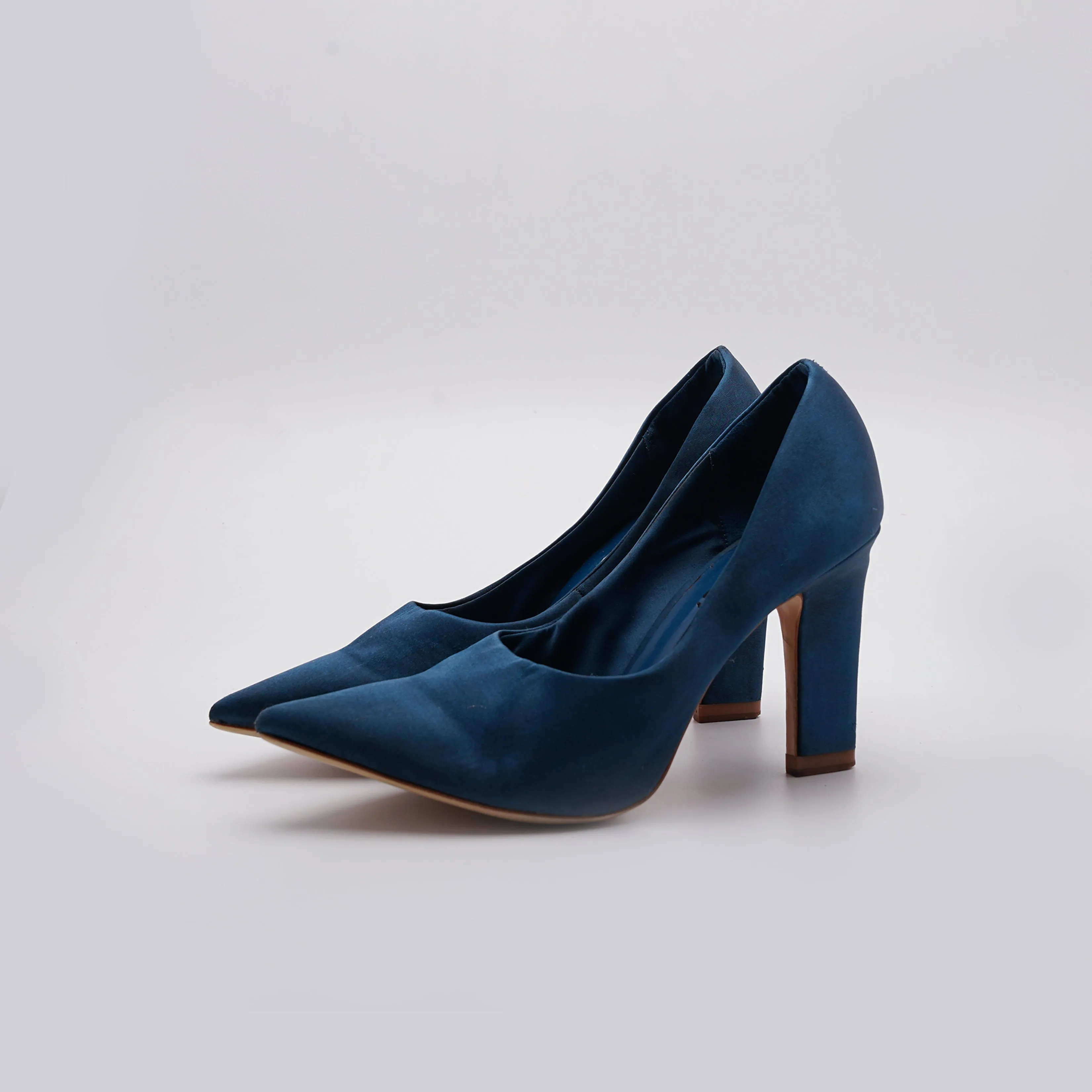 ZARA Blue Satin Pointed High Heeled Shoes