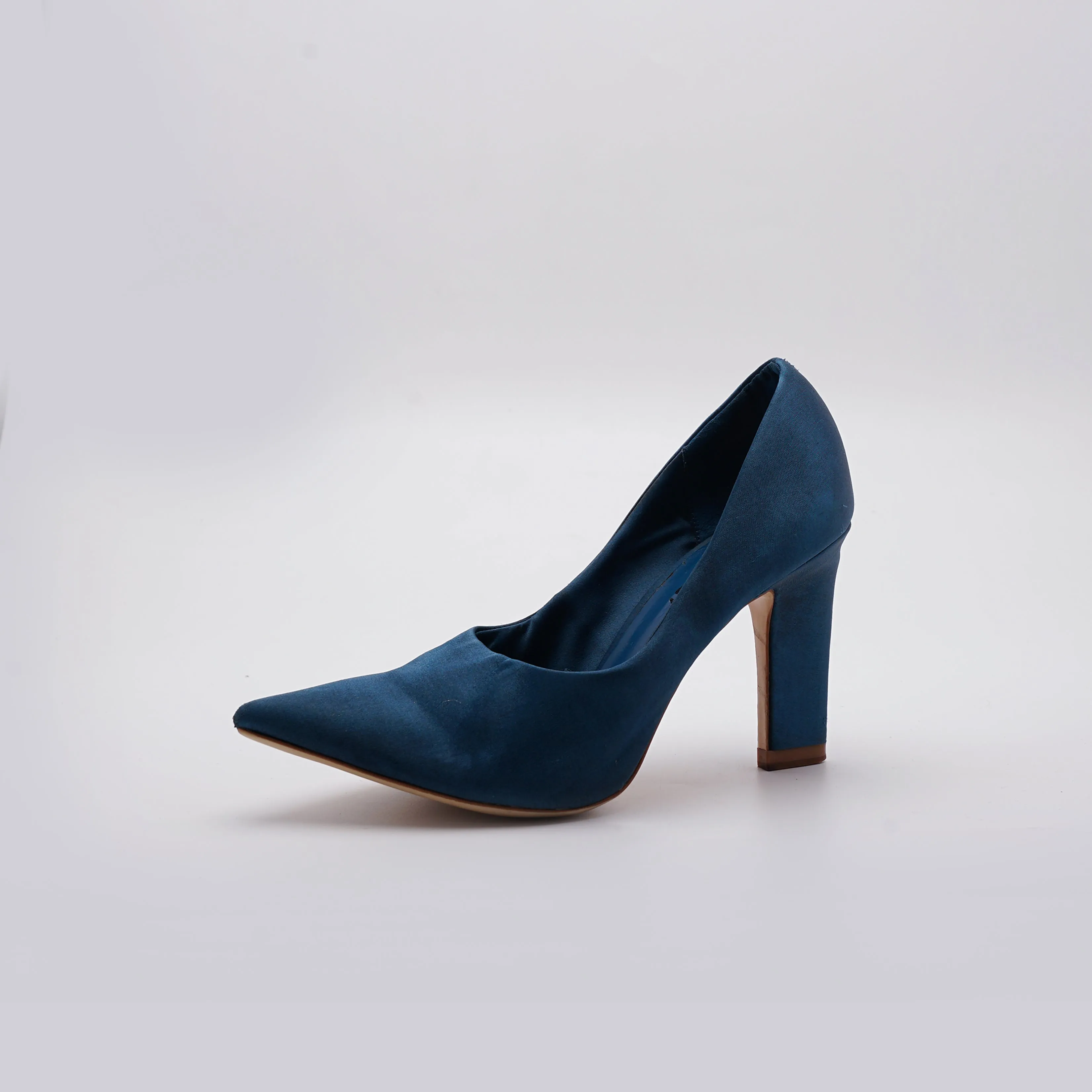 ZARA Blue Satin Pointed High Heeled Shoes