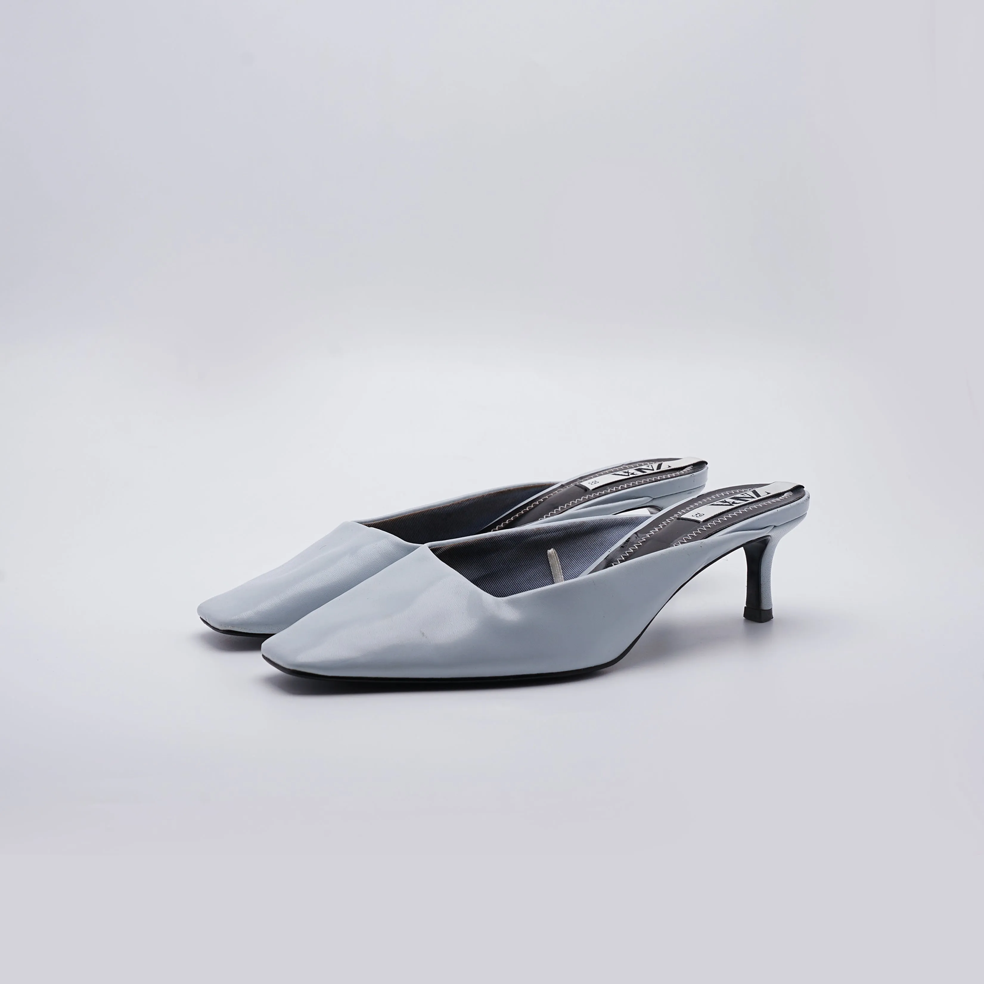 ZARA Blue Square Toe Mid-Height Heel