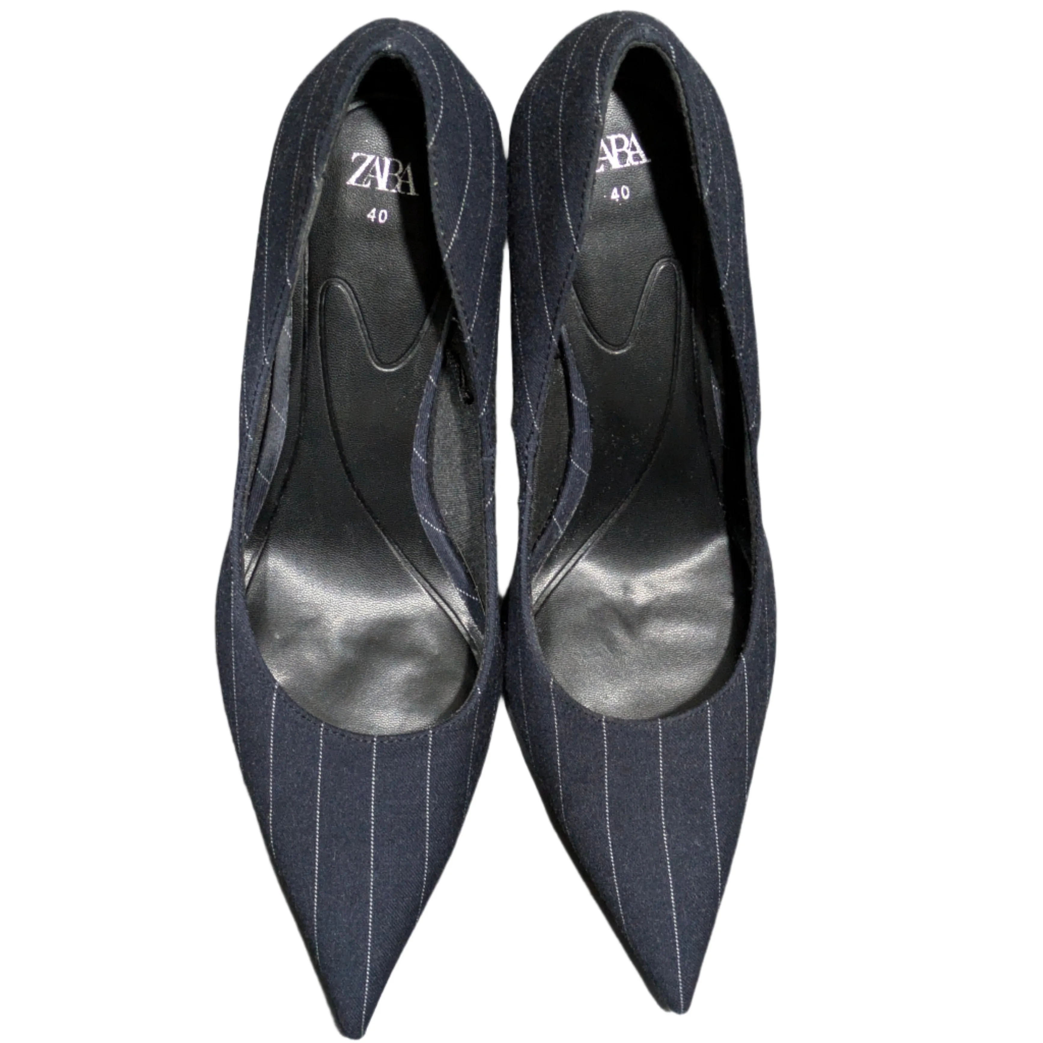 Zara Pinstripe Pointed Toe Court Shoes Size UK 7 / EU 40 / US 9